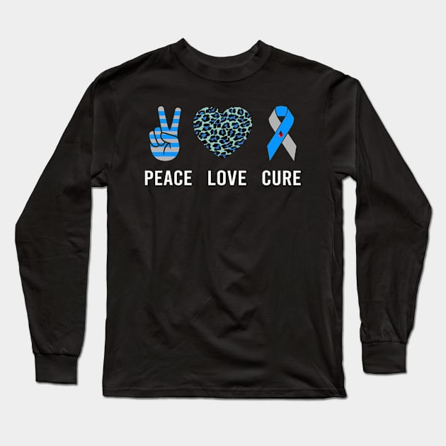 Peace Love Cure T1D Diabetes Awareness Long Sleeve T-Shirt by thuylinh8